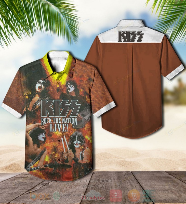 Kiss Band Rock the Nation Live Short Sleeve Hawaiian Shirt