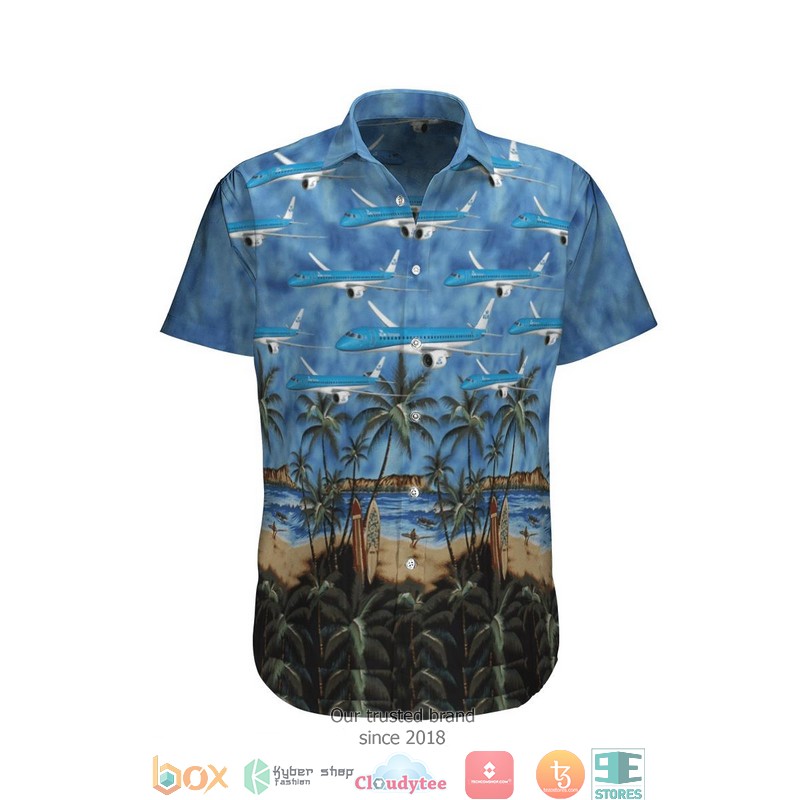 KLM Royal Dutch Airlines Embraer 190 Short Sleeve Hawaiian Shirt