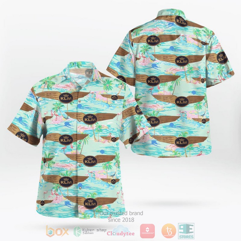 KLM Royal Dutch Airlines Pilot Wing JUNIOR STEWARDESS Hawaiian Shirt