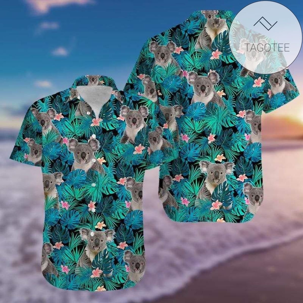 Koala For Men And Women Graphic Print Short Sleeve Hawaiian Casual Shirt