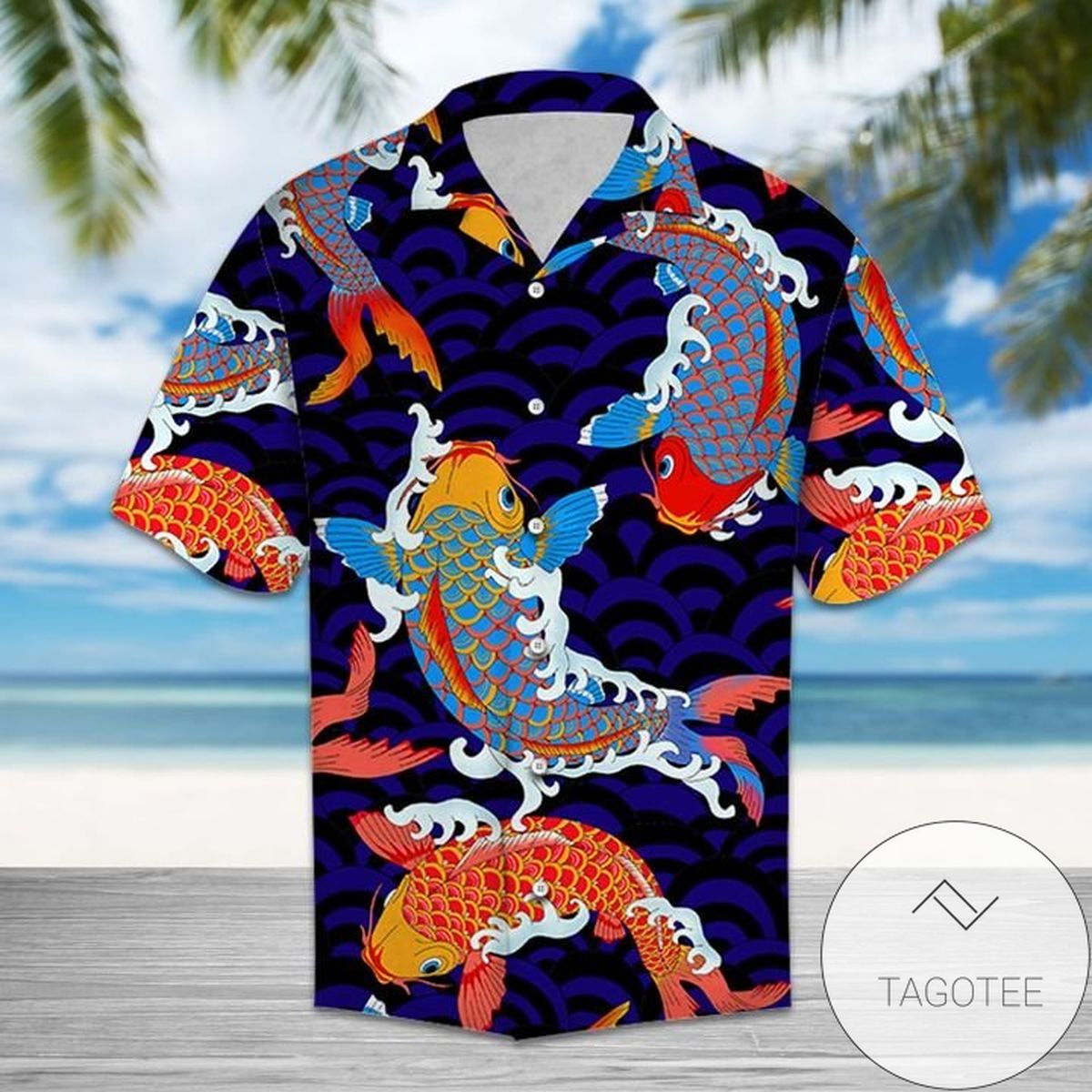 Koi Fish Pattern Hawaiian Shirt