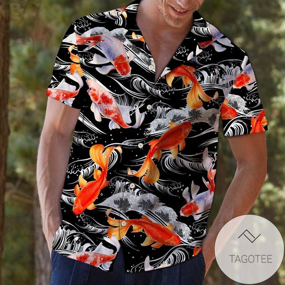 Koi Fish Pattern Hawaiian Shirt