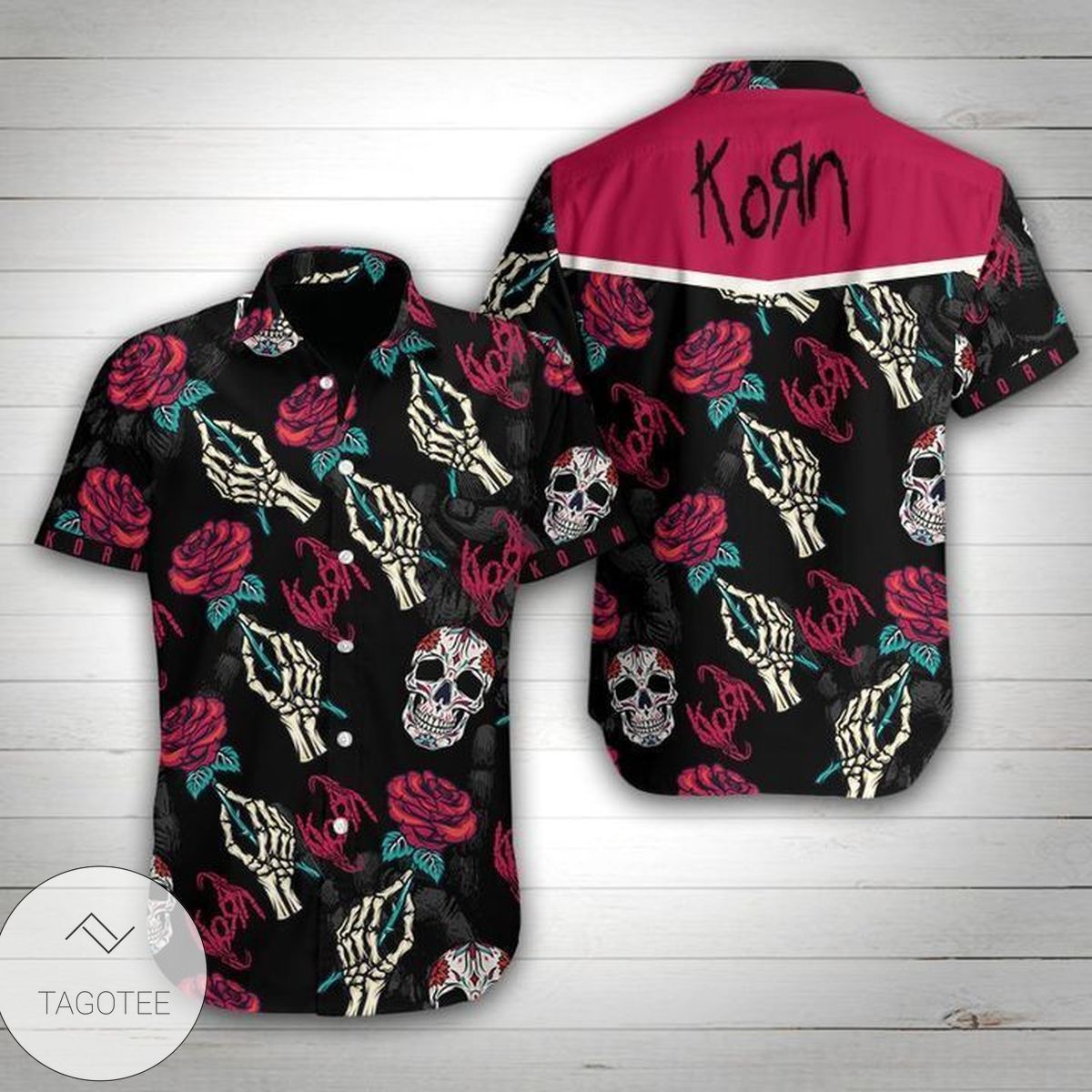 Korn Band Rose Skull Hawaiian Shirt