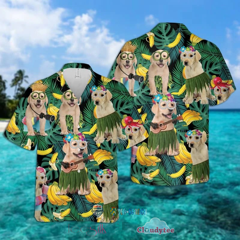 Labradoodle Dog Banana Tropical Hawaiian Shirt