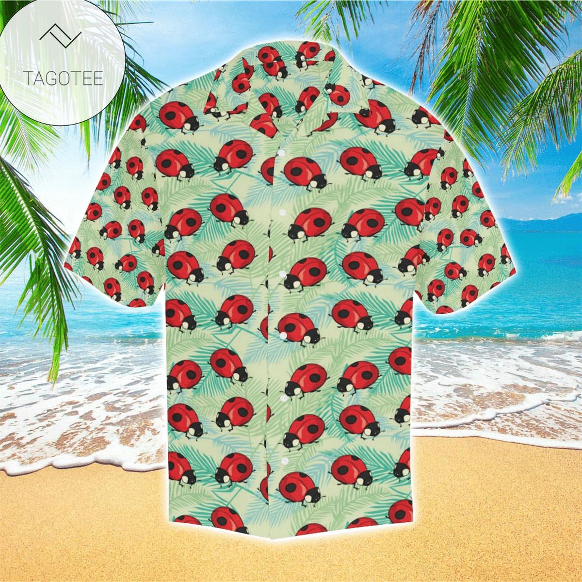 Ladybug Tropical 3d Hawaiian Shirt For Men With Vibrant Colors And Textures