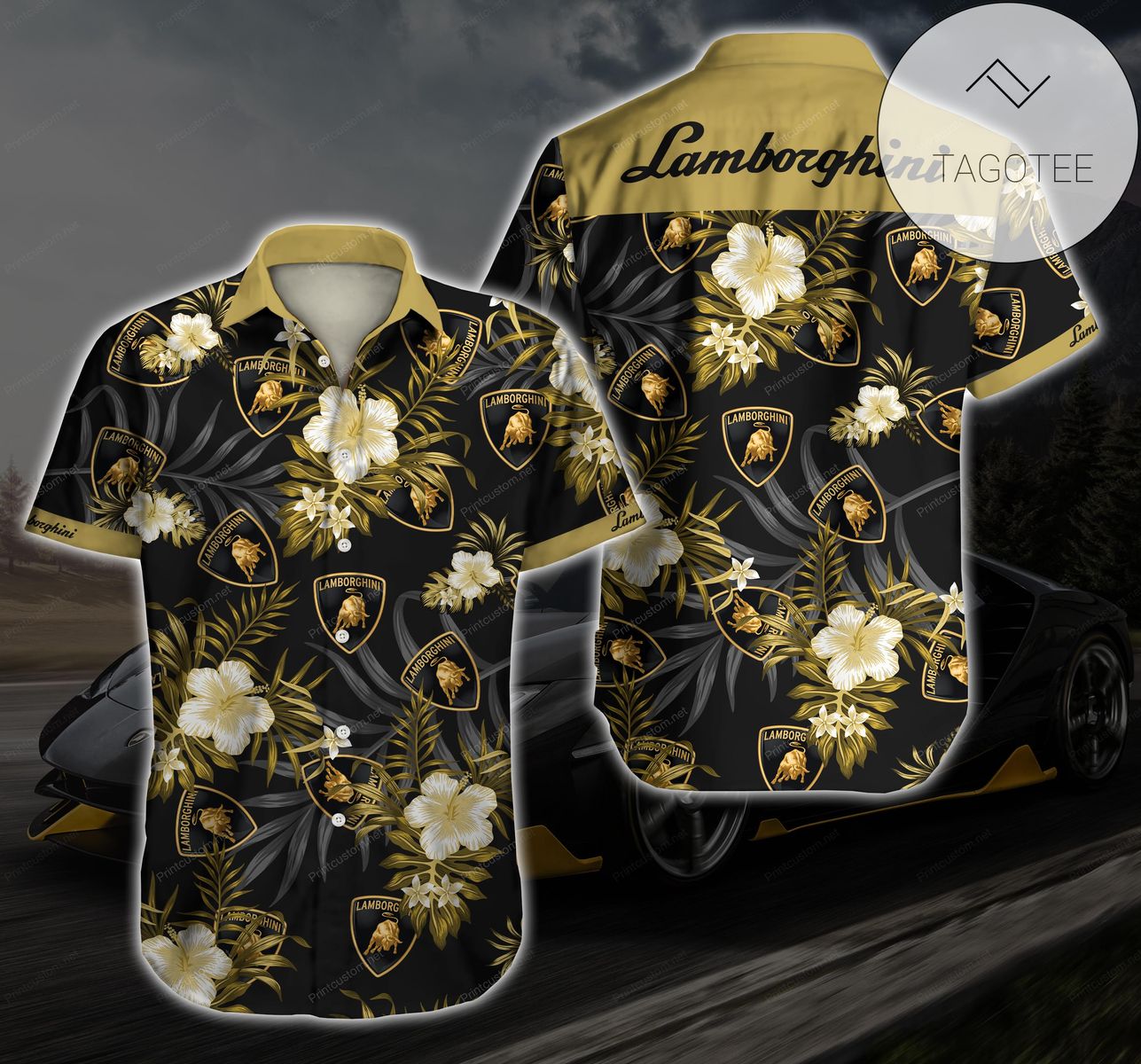 Lamborghini Aloha Shirt Button Up T Shirt