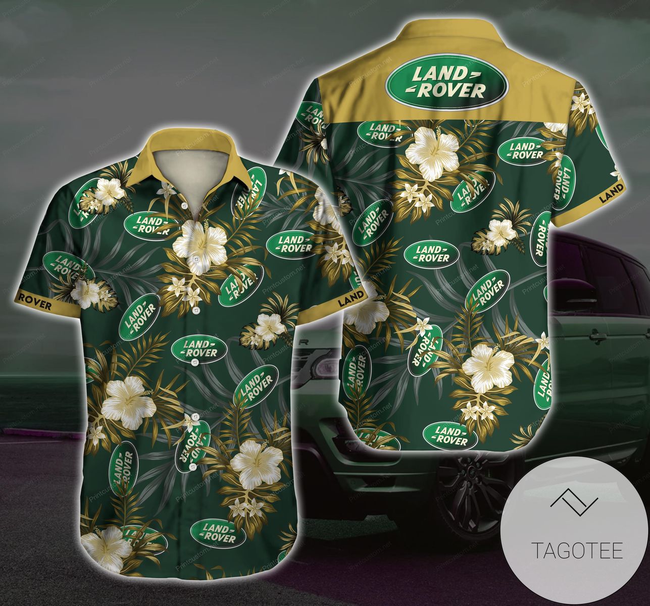 Land Rover Hawaiian Graphic Print Short Sleeve Hawaiian Casual Shirt