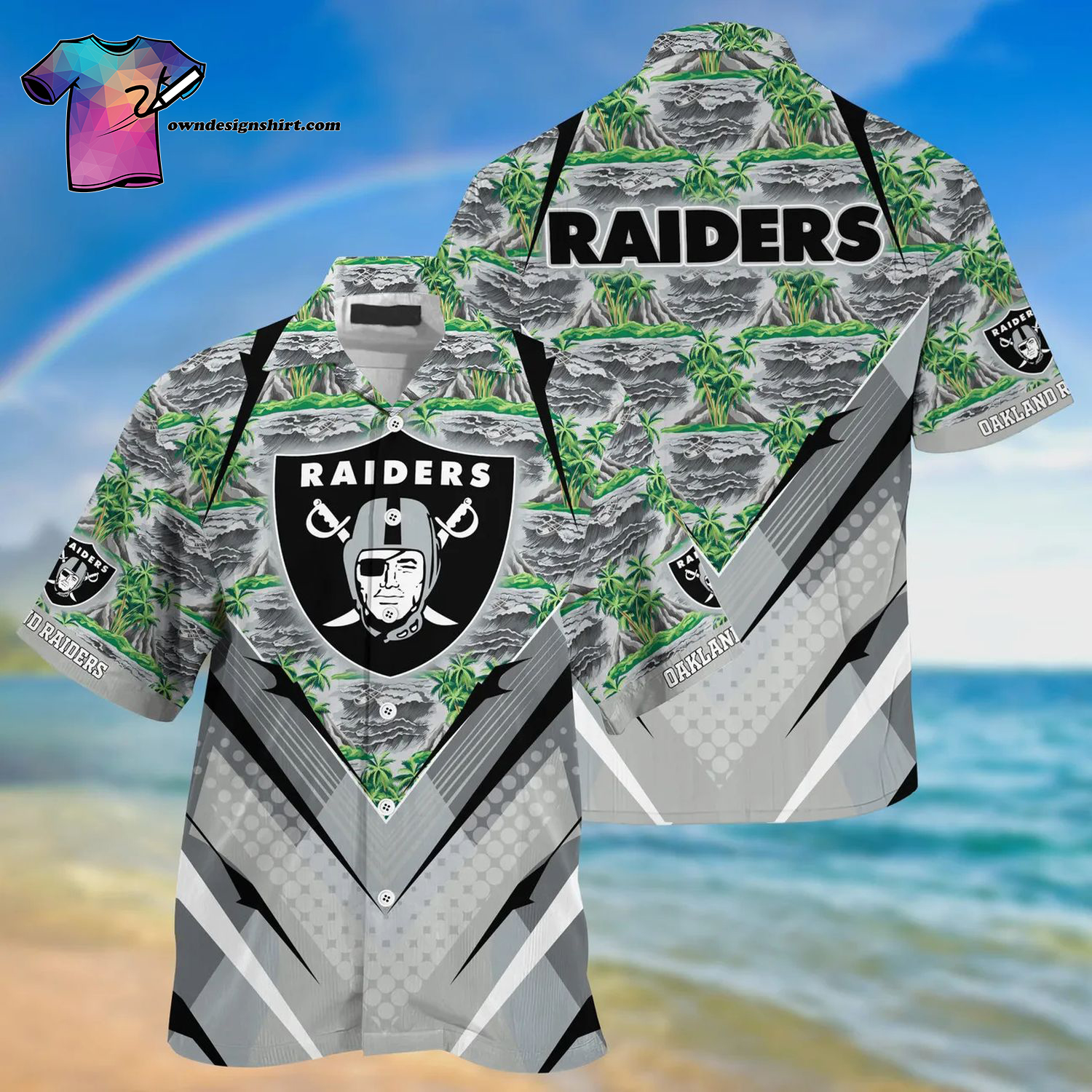 Las Vegas Raiders And Mickey Mouse All Over Print Hawaiian Shirt