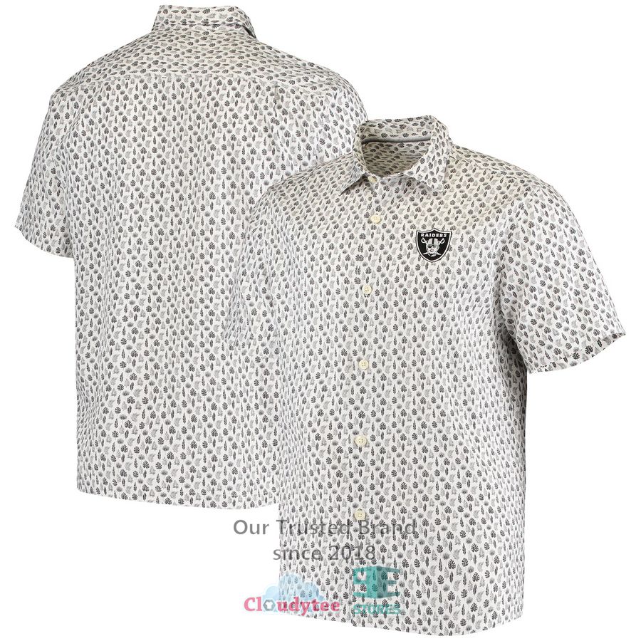 Las Vegas Raiders Tommy Bahama Baja Mar Woven White Hawaiian Shirt