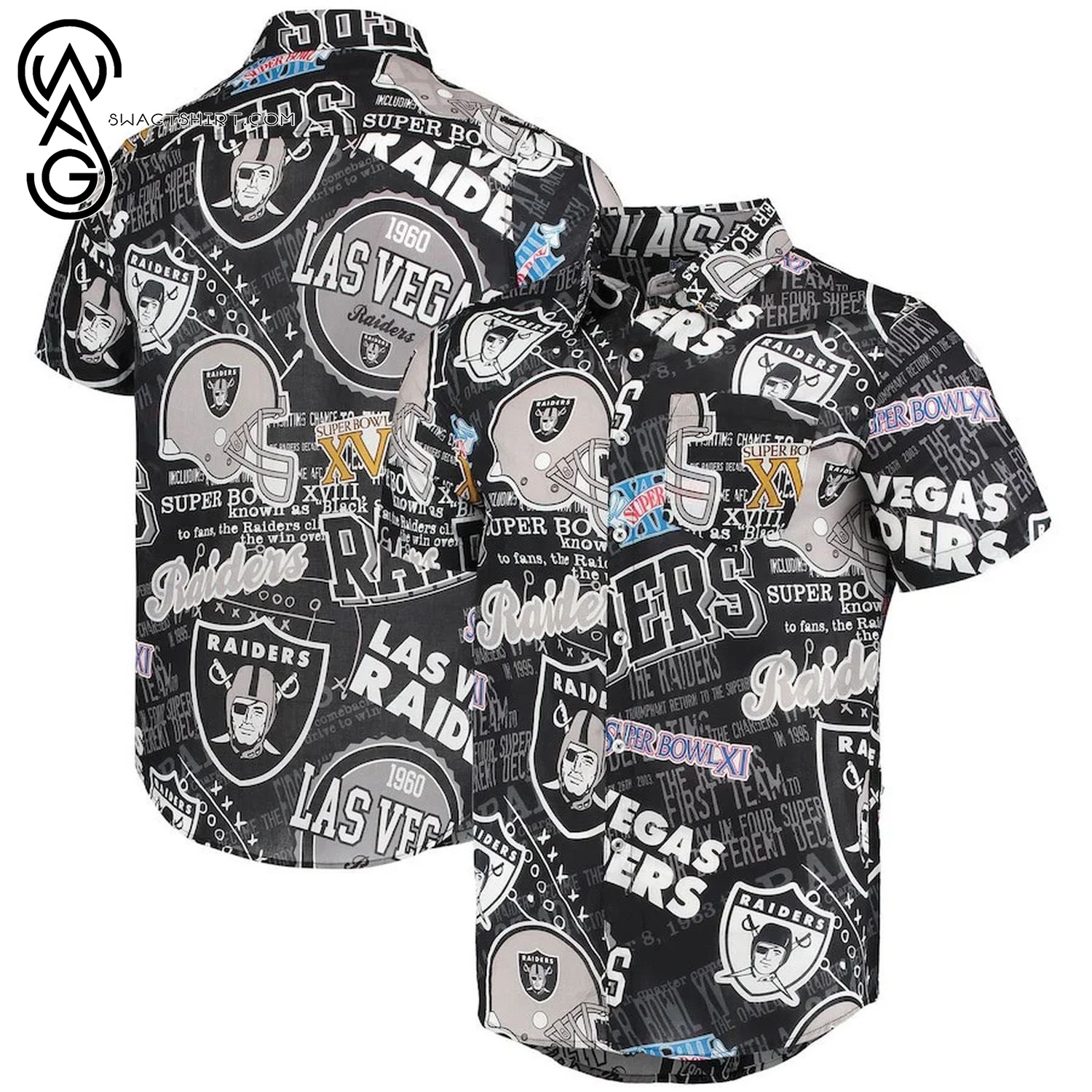 Las Vegas Raiders And Mickey Mouse All Over Print Hawaiian Shirt