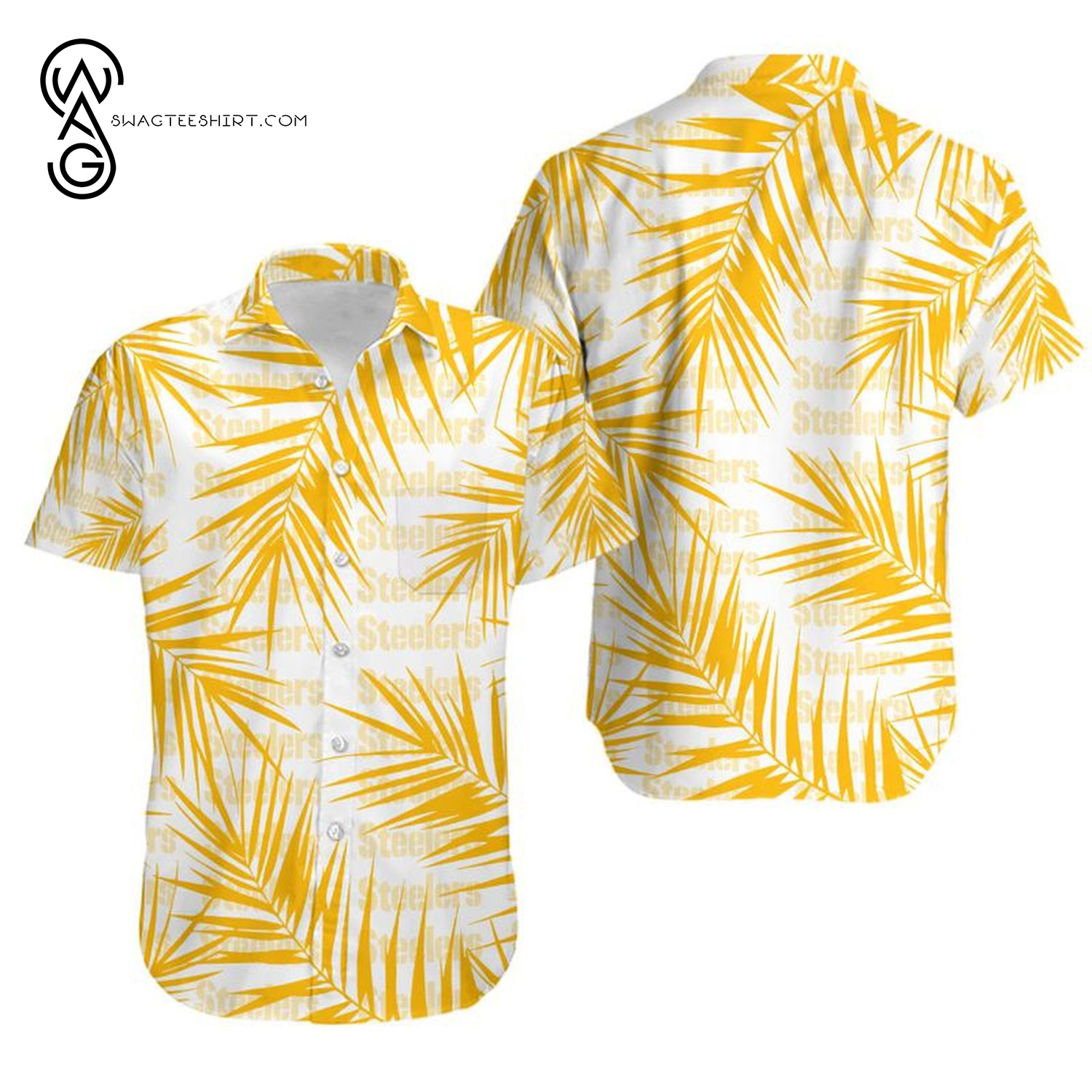 Leaf Pattern Pittsburgh Steelers Summer Vibes Hawaiian Shirt