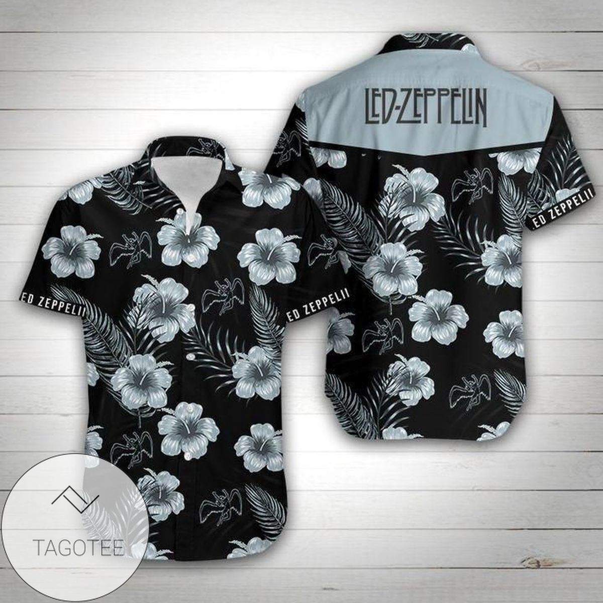 Led Zeppelin Hawaiian II Graphic Print Short Sleeve Hawaiian Casual Shirt