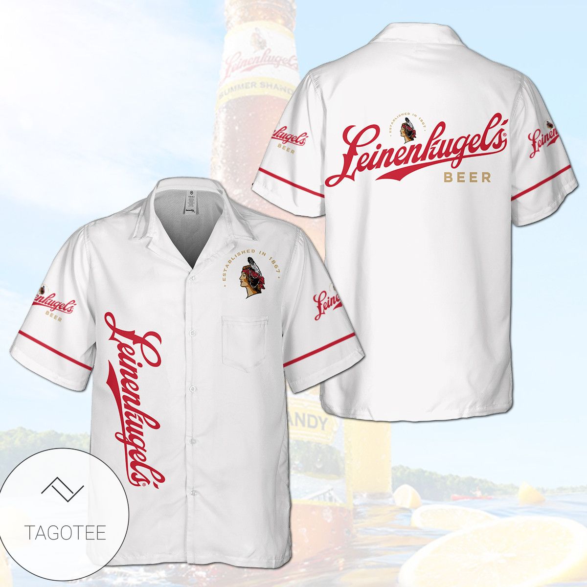 Leinenkugel Palm Hawaiian Shirt