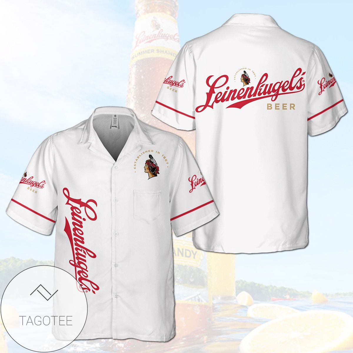 Leinenkugel Palm Hawaiian Shirt