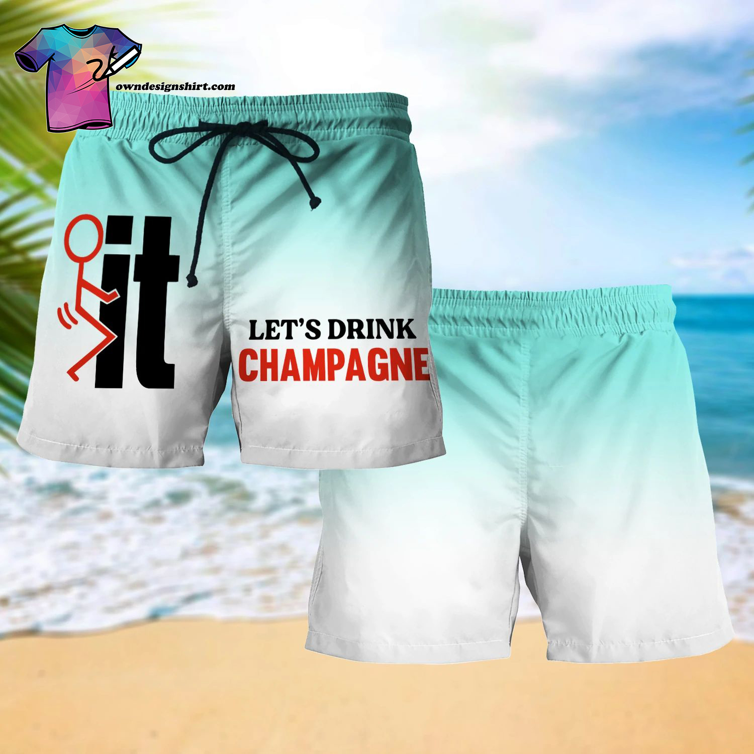 Let’s Drink Soda All Over Print Beach Shorts