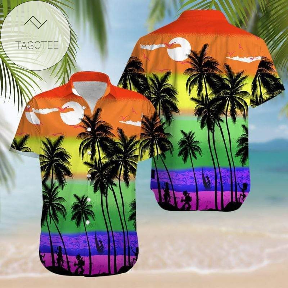 Lgbt Coconut Palm 3d Hawaiian Shirt For Men With Vibrant Colors And Textures