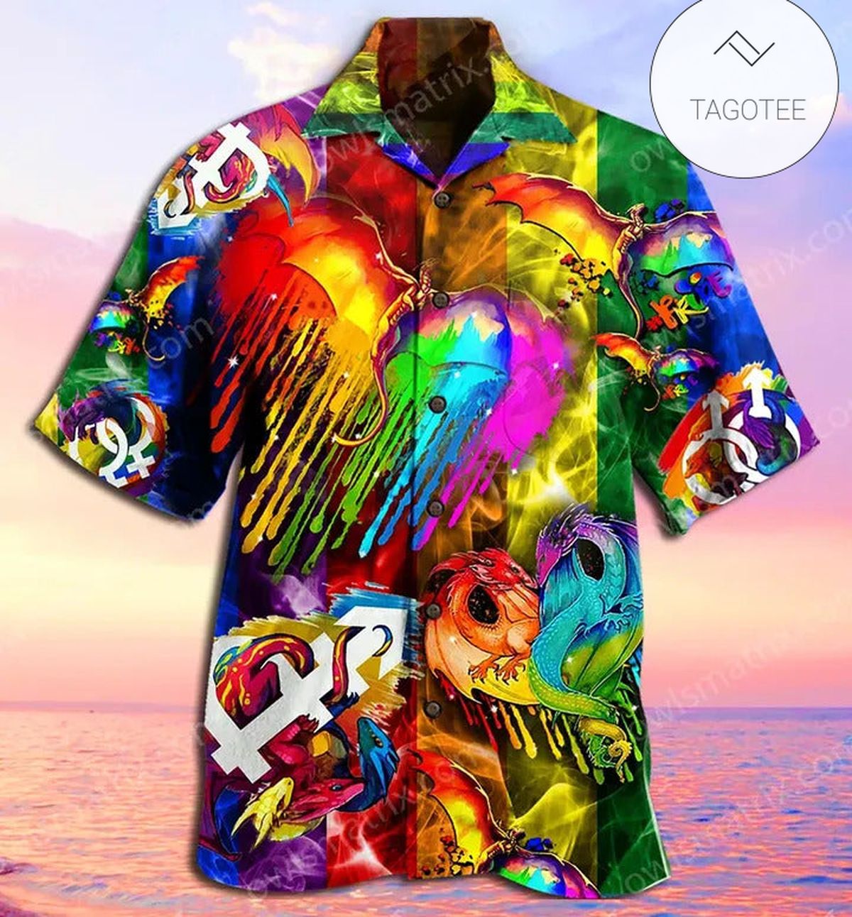 Lgbt Coconut Palm 3d Hawaiian Shirt For Men With Vibrant Colors And Textures