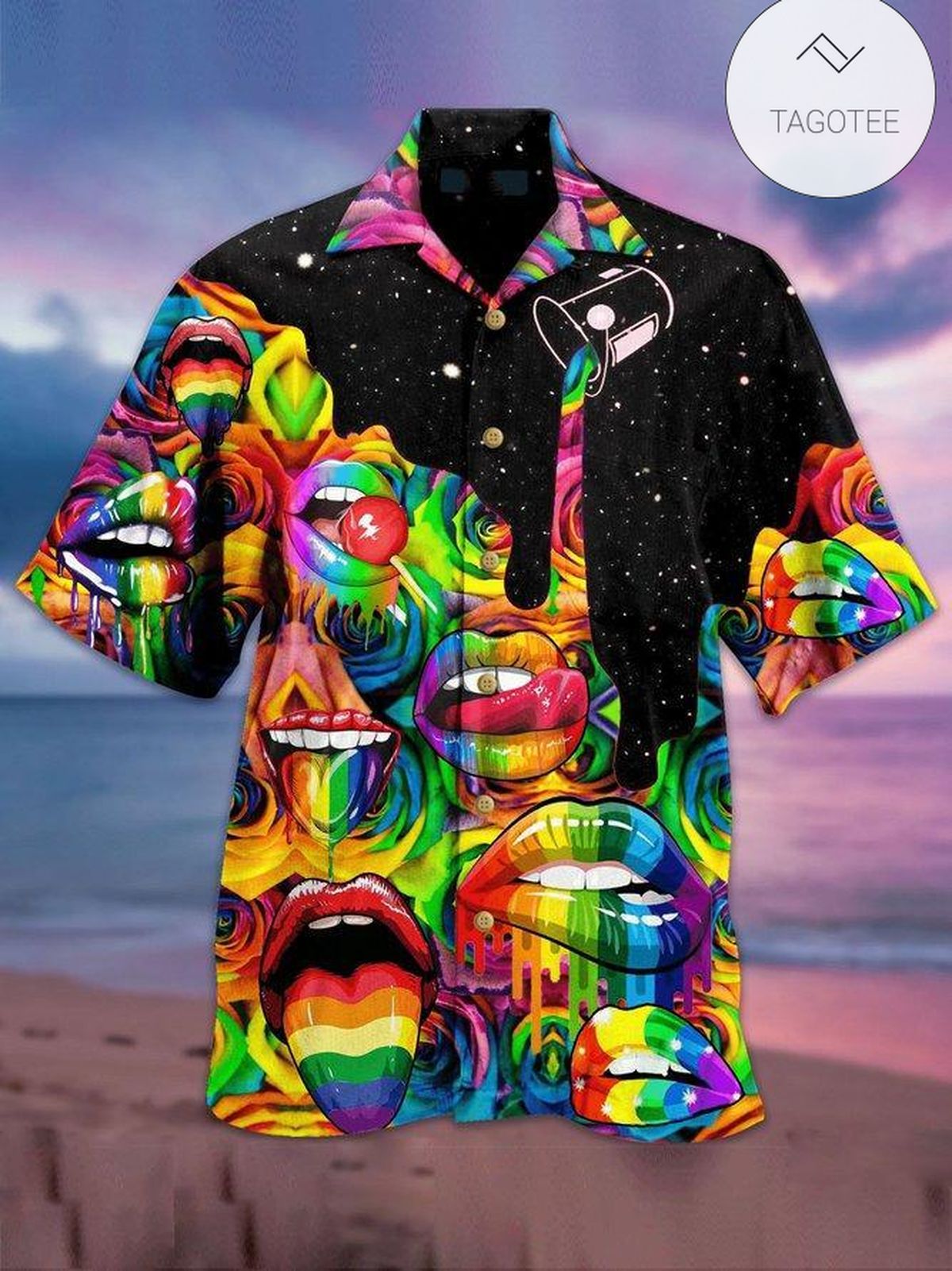 Lgbt Hawaiian Shirt Love Is Love Rainbow Striped Multicolor Black Hawaii Aloha Shirt