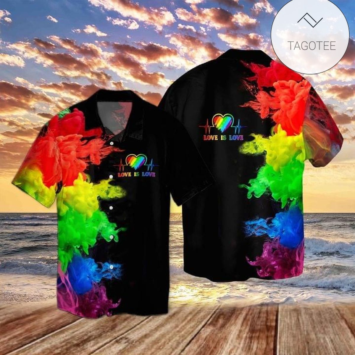 Lgbt Hawaiian Shirt Love Is Love Rainbow Striped Multicolor Black Hawaii Aloha Shirt