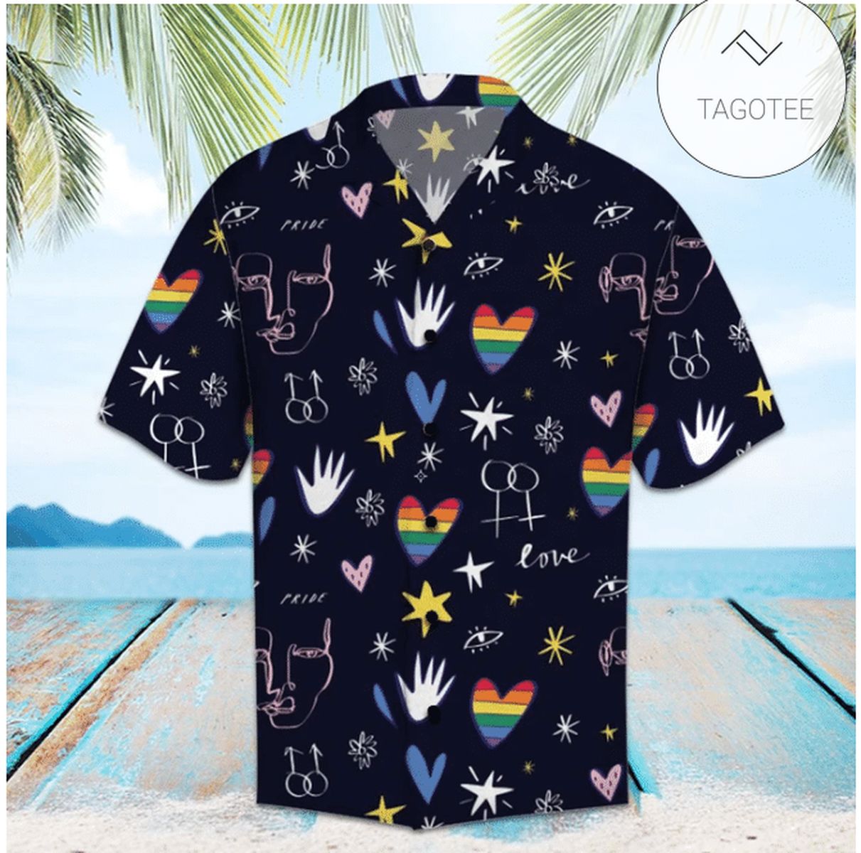 Lgbt Pride Hawaii Shirt Lgbt Rainbow Hearts Pattern Hawaiian Shirt