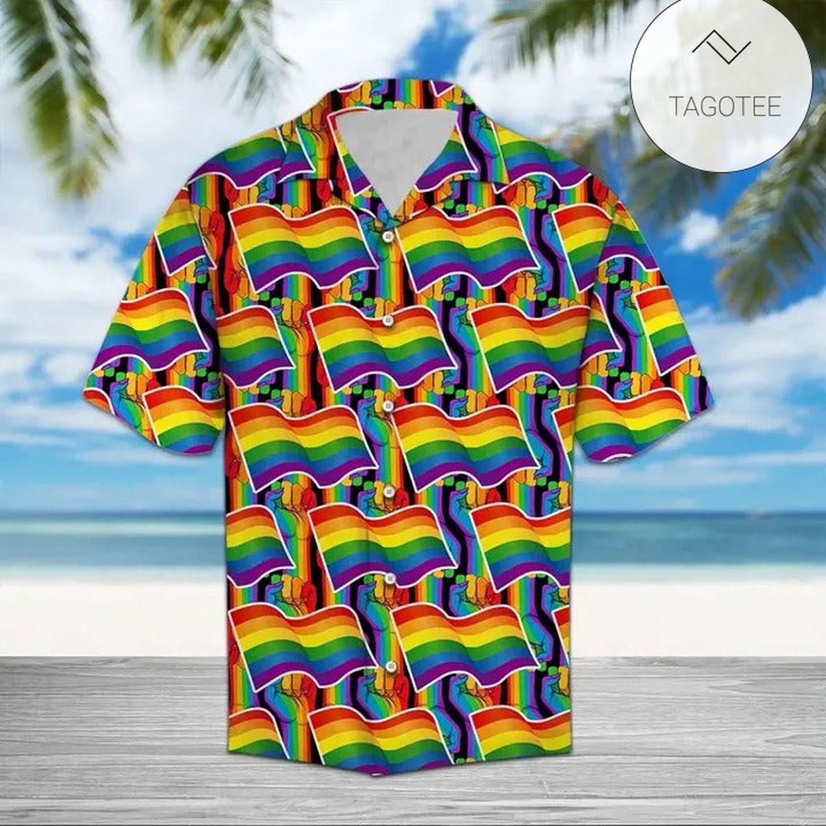 Lgbt Pride Hawaii Shirt Hand Rainbow Hearts Love Pattern Black Hawaiian Aloha Shirt