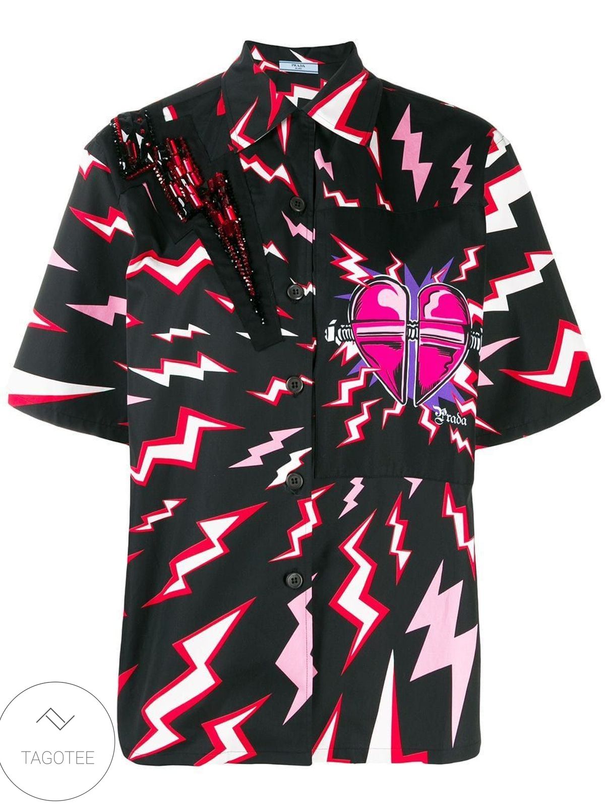 Lightning Bolt Head Print Hawaiian Shirt