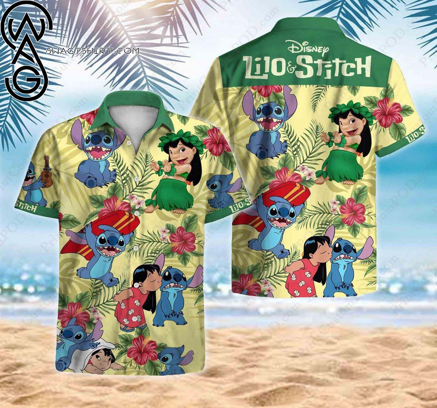 Lilo And Stitch Custom Tropical Full Printing Hawaiian Shirt