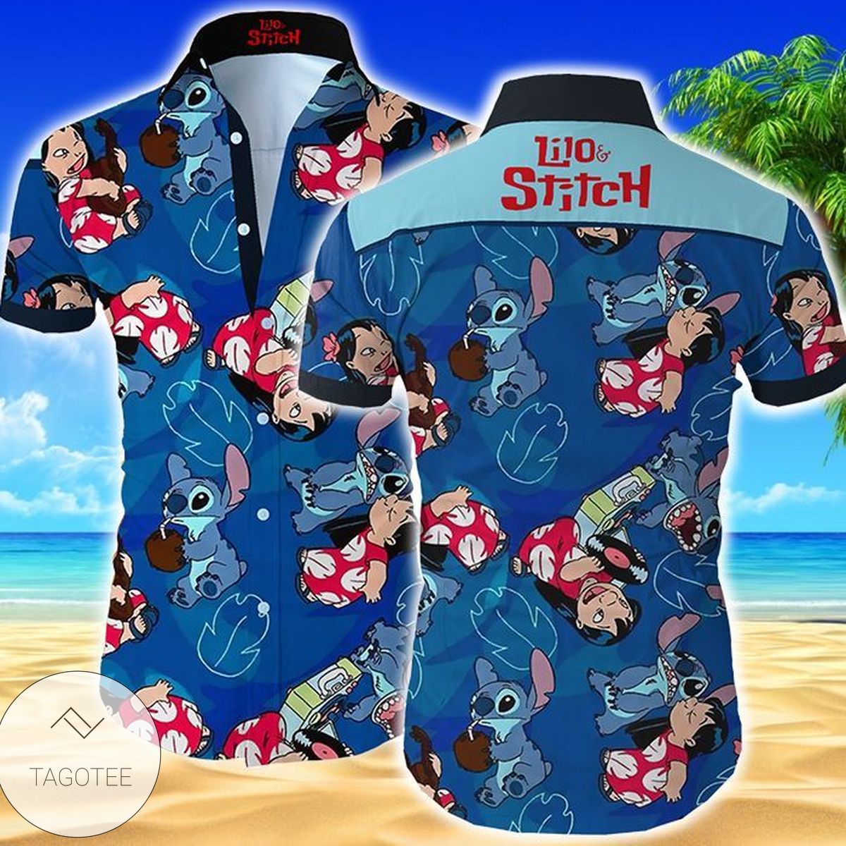 Lilo And Stitch Disney Hawaiian Graphic Print Short Sleeve Hawaiian Casual Shirt