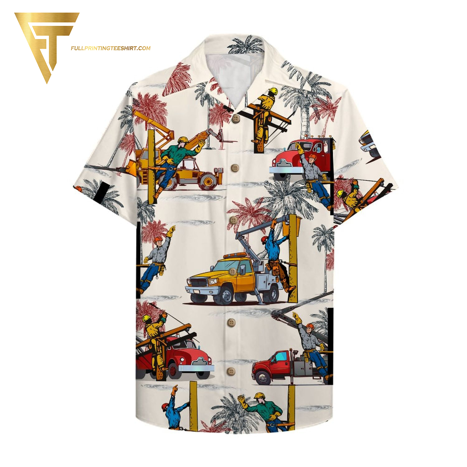 Lineman Power Poles Full Printing Hawaiian Shirt