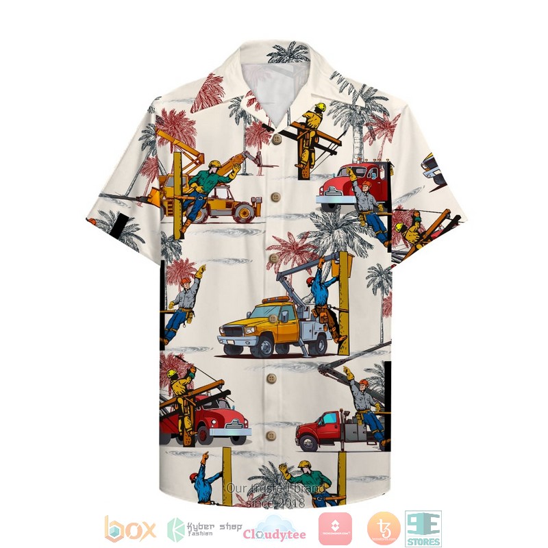 Lineman With Bucket Truck Hawaiian Shirt