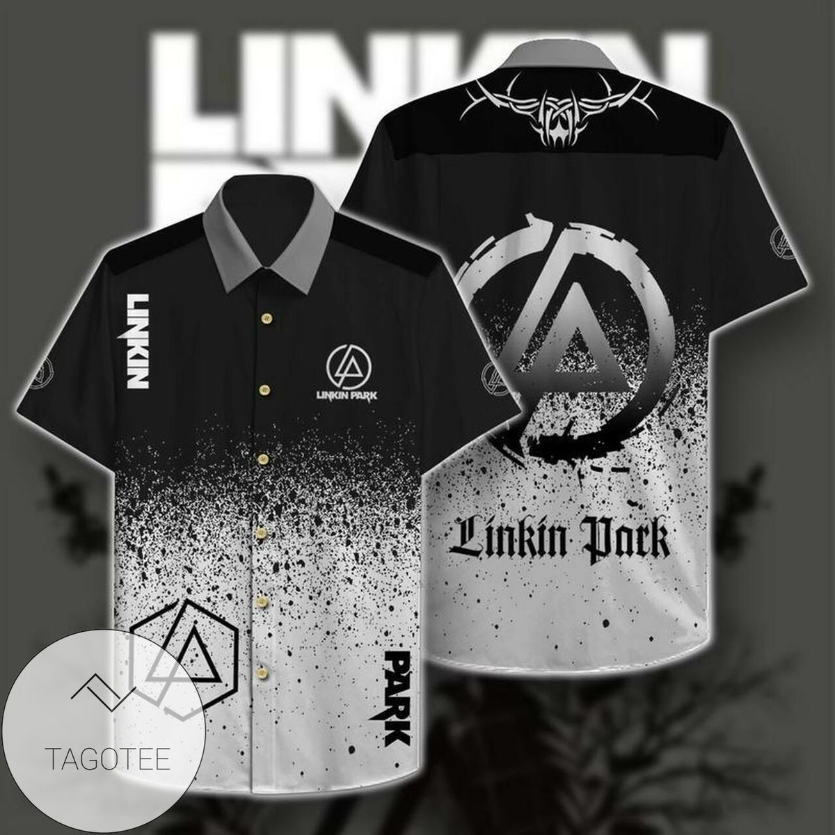 Linkin Park Hawaiian II Graphic Print Short Sleeve Hawaiian Casual Shirt