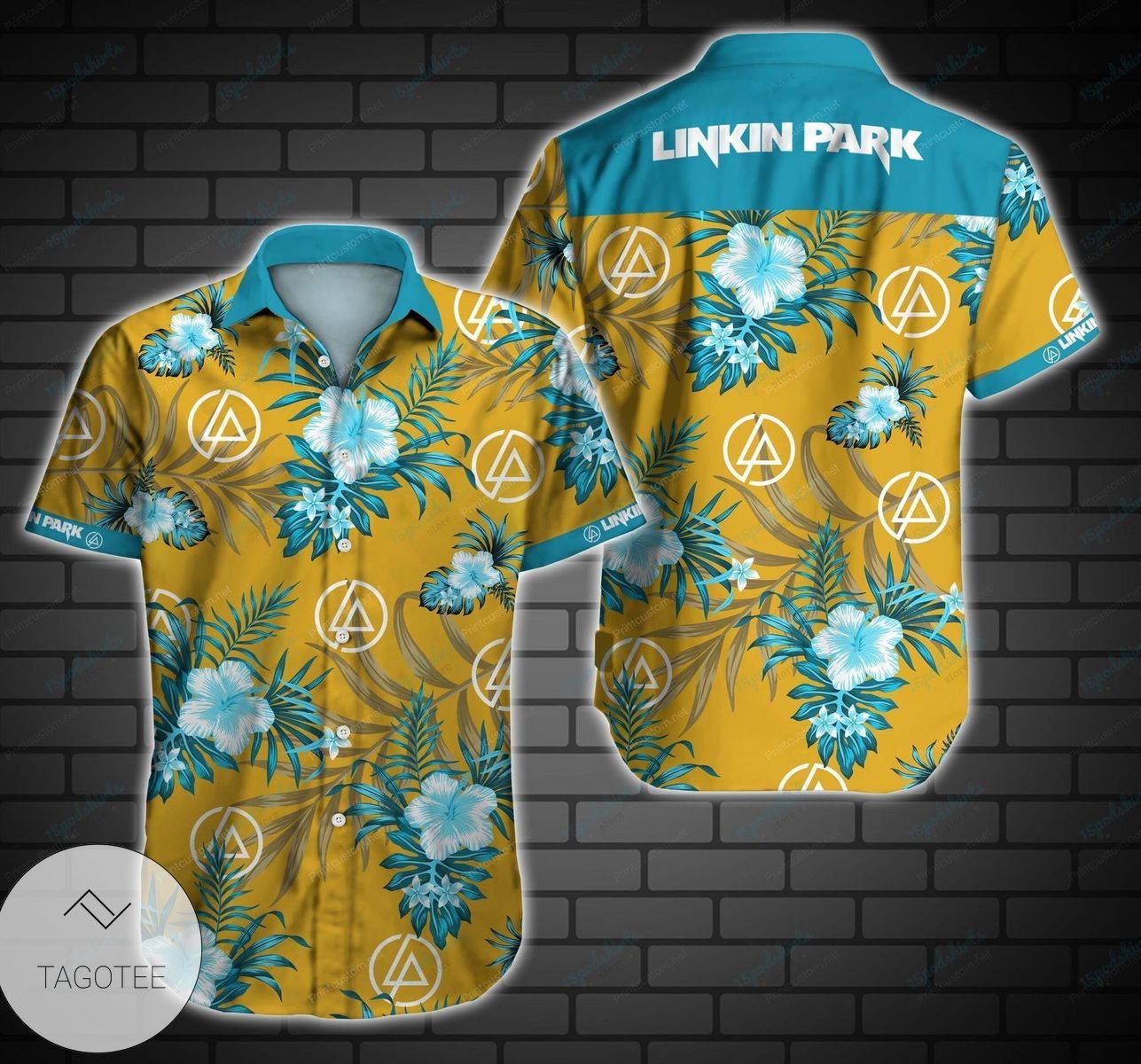 Linkin Park Hawaiian Graphic Print Short Sleeve Hawaiian Casual Shirt