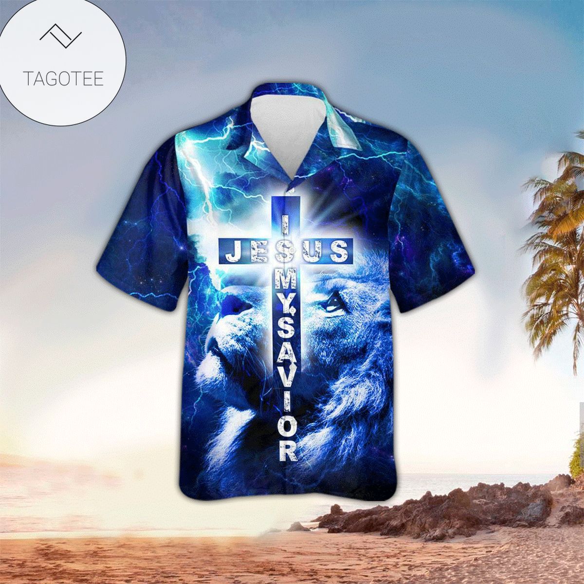 Lion Jesus Cross Sunrise Christianity Hawaiian Shirt