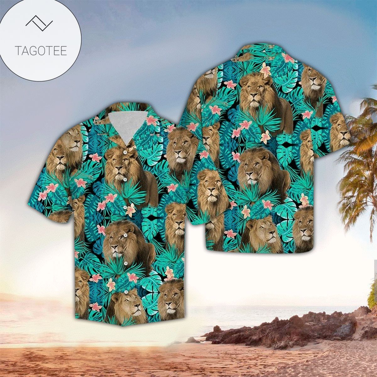 Lion Jesus Cross Sunrise Christianity Hawaiian Shirt