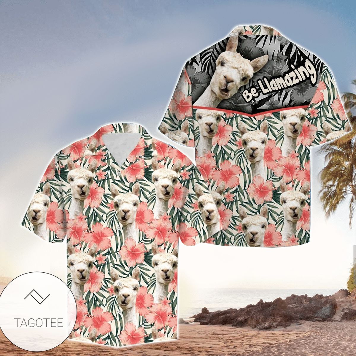 Llama Border Chest Colorful Unique Design Unisex Hawaiian Shirt