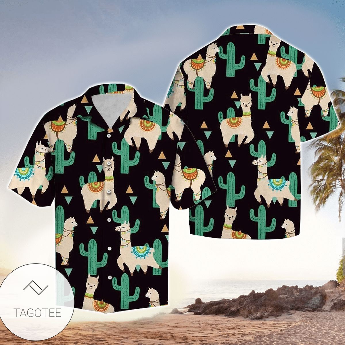 Llama Border Chest Colorful Unique Design Unisex Hawaiian Shirt