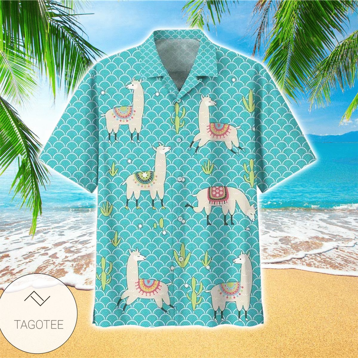 Llama Cactus White Amazing Design Unisex Hawaiian Shirt