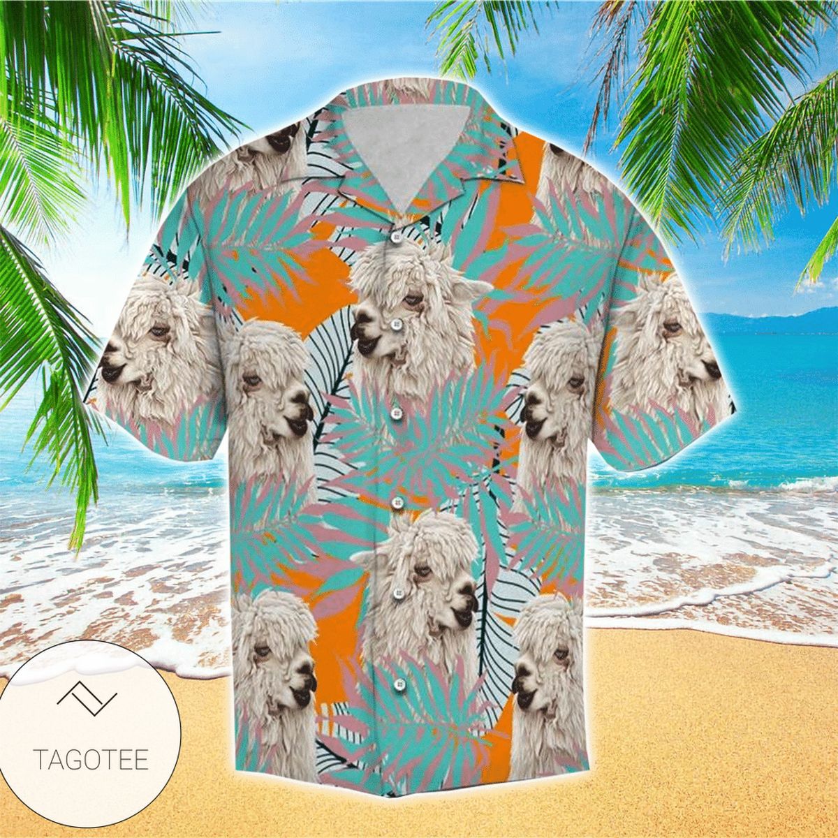 Llama Tropical Flowers Hibiscus High Quality Pink Hawaiian Shirt