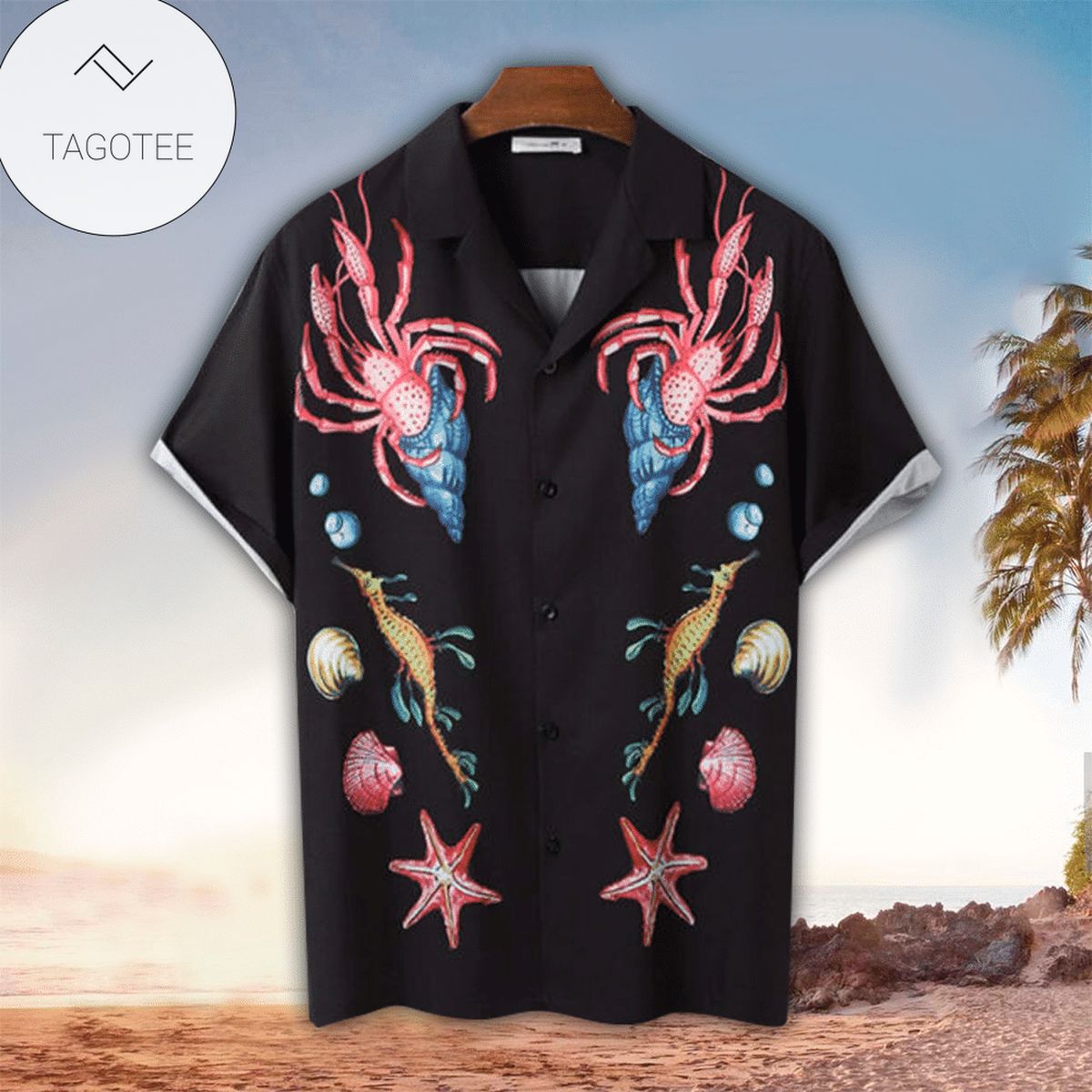 Lobster Crab And Lemon Pattern Hawaiian Shirt