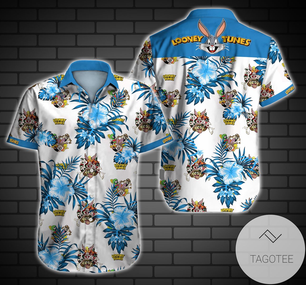 Looney Tunes Print Short Sleeve Hawaiian Casual Shirt