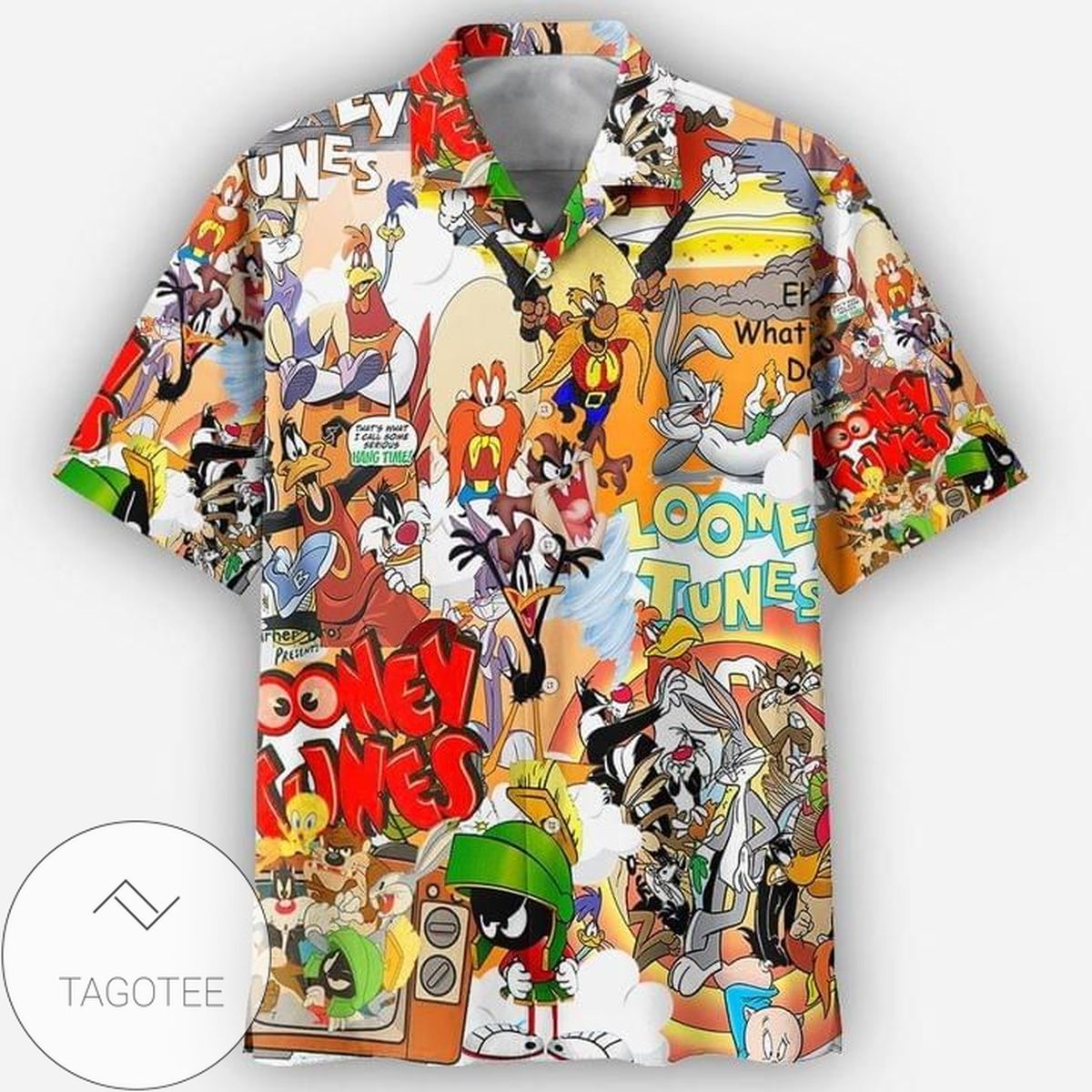 Looney Tunes Hawaiian Graphic Print Short Sleeve Hawaiian Casual Shirt