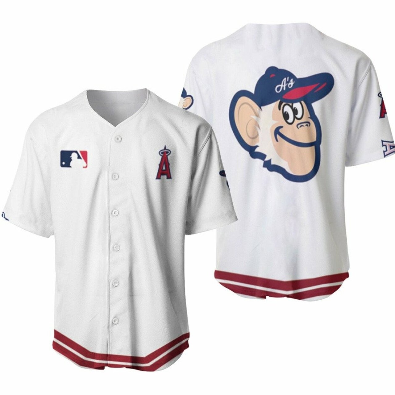 Los angeles angels mlb baseball team rally monkey logo white baseball jersey 