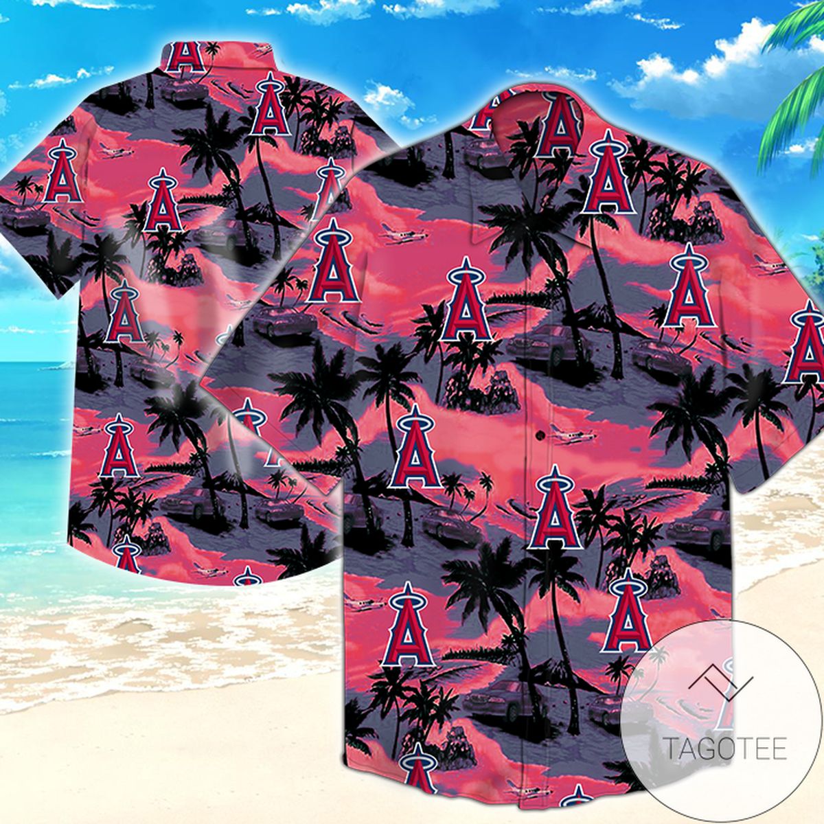 Los Angeles Angels Logo Aloha Hawaiian Shirt