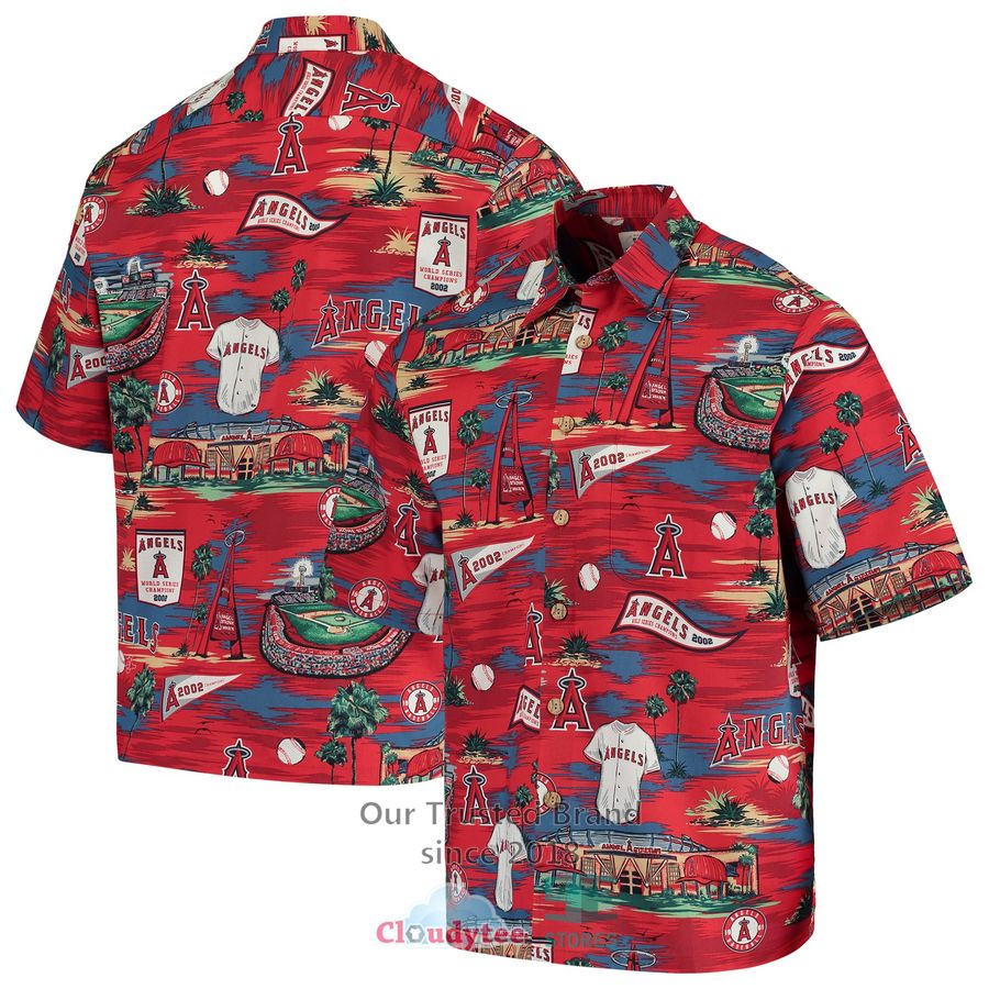 Los Angeles Angels Reyn Spooner Youth Scenic Blue Hawaiian Shirt