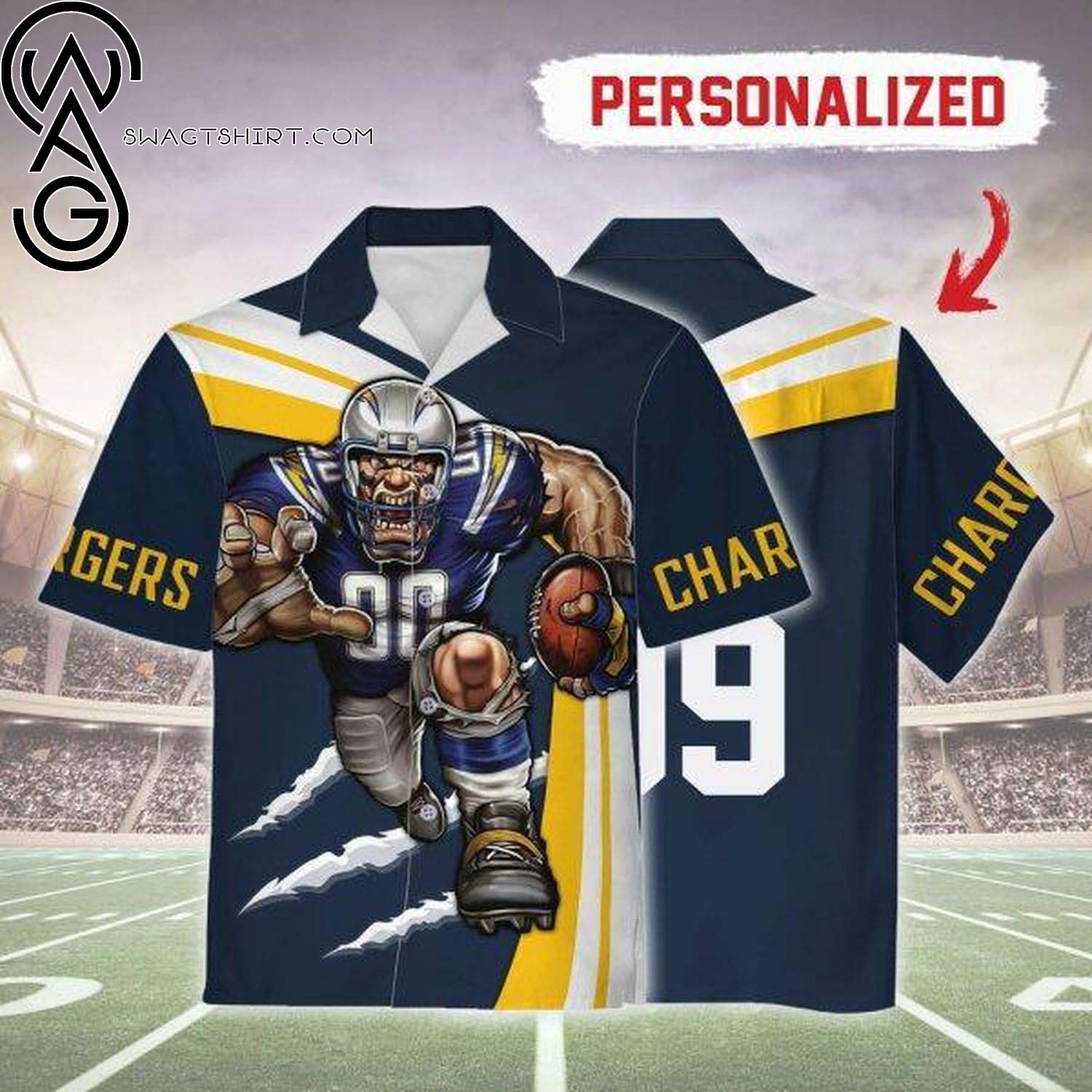 Los Angeles Chargers Football Team Full Printing Hawaiian Shirt