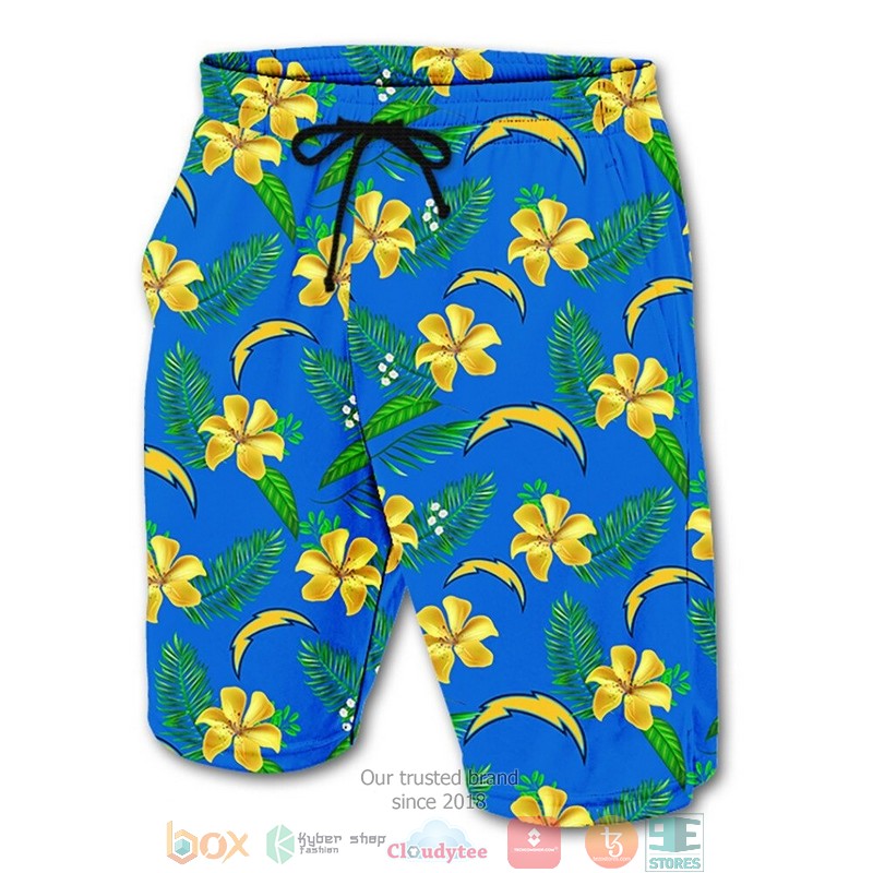 Los Angeles Chargers Hibiscus Hawaiian Shorts