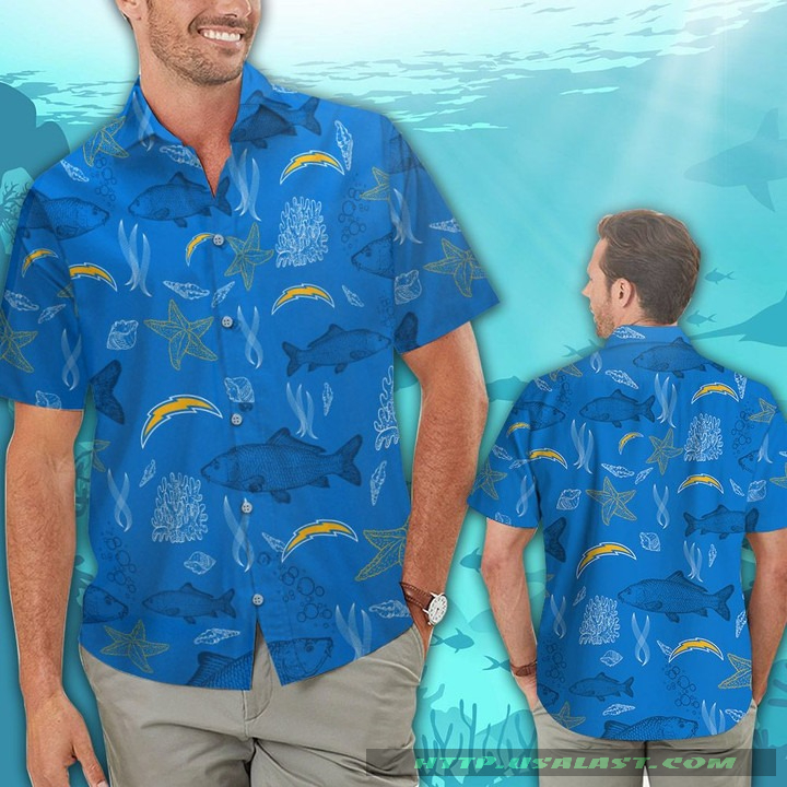 Los Angeles Chargers Parrots Couple Hawaiian Shirt