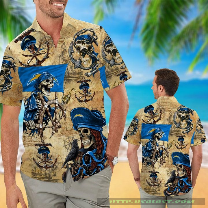 Los Angeles Chargers Parrots Couple Hawaiian Shirt