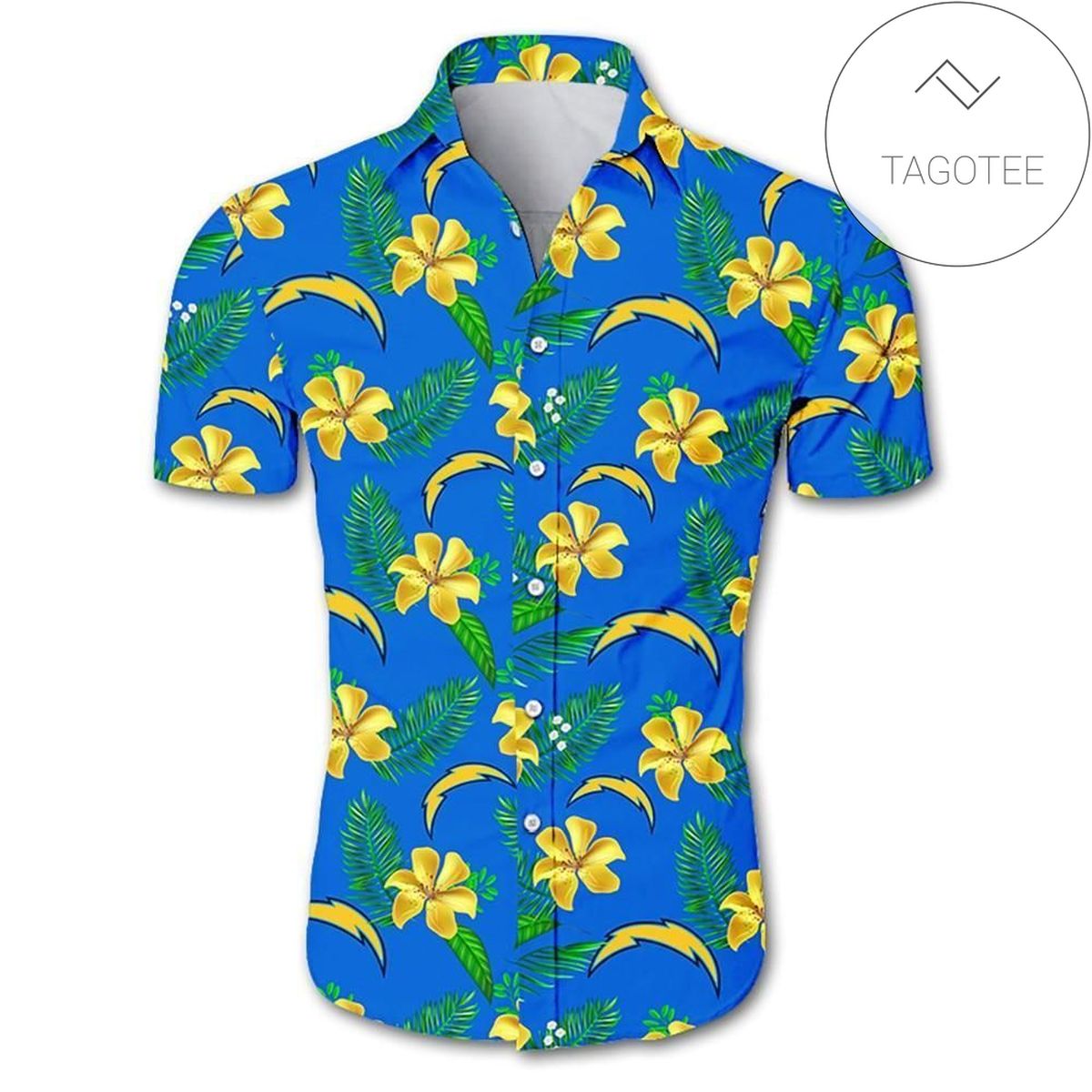 Los Angeles Chargers Authentic Hawaiian Shirt 2022 Tropical Flower Short Sleeve Slim Fit Body