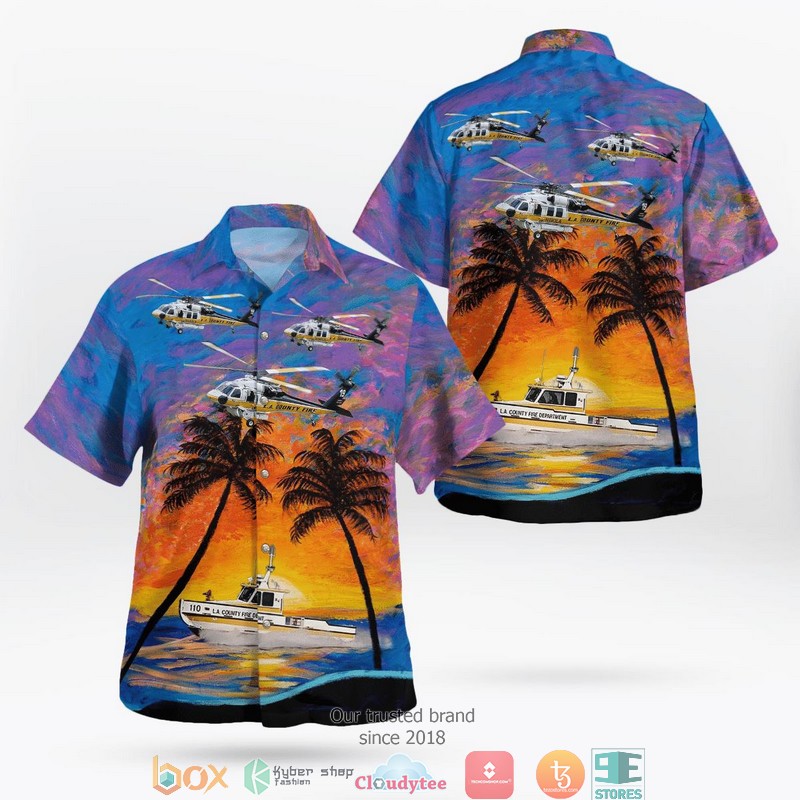 Los Angeles County Fire Department Sikorsky S-70A Firehawk Hawaiian Shirt